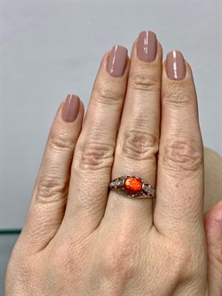 *Кольцо р.17,5 иск Красный Опал иск арт. К-3059р11-496 (Вес около 1,55 г) - фото 227798