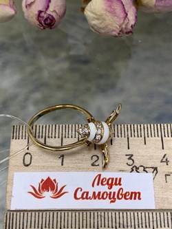 *Кольцо р.18 Белый Фианит Эмаль арт. 2RS0406402100-078 Вес 3 г - фото 228082