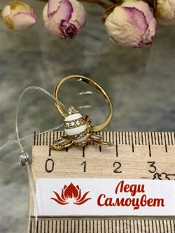 *Кольцо р.18 Белый Фианит Эмаль арт. 2RS0406402100-078 Вес 3 г - фото 228083