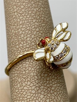 *Кольцо р.18 Белый Фианит Эмаль арт. 2RS0406402100-078 Вес 3 г - фото 228085