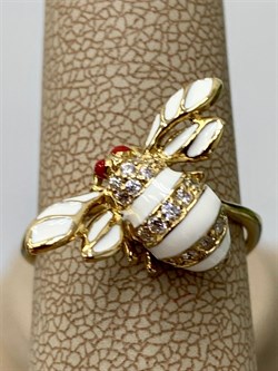 *Кольцо р.18 Белый Фианит Эмаль арт. 2RS0406402100-078 Вес 3 г - фото 228086