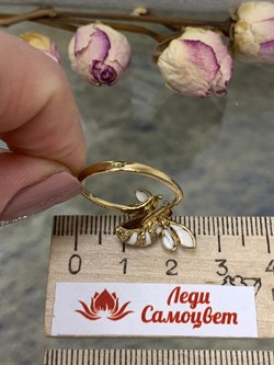 *Кольцо р.18 Белый Фианит Эмаль арт. 2RS0406402100-078 Вес 3 г - фото 228087