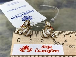 *Серьги Белый Фианит Эмаль арт. 2ES0139002100-897 Вес 3,9 г - фото 228092