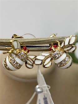 *Серьги Белый Фианит Эмаль арт. 2ES0139002100-897 Вес 3,9 г - фото 228097