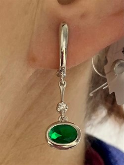 *Серьги Зеленый Фианит арт. с1075р132-649 (Вес около 3,4 г) - фото 228216 *Серьги Зеленый Фианит арт. с1075р132-649 (Вес около 3,4 г) - фото 228216