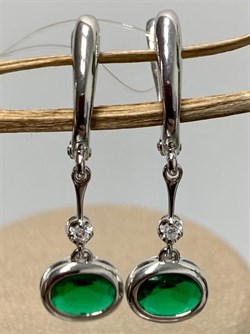 *Серьги Зеленый Фианит арт. с1075р132-649 (Вес около 3,4 г) - фото 228217 *Серьги Зеленый Фианит арт. с1075р132-649 (Вес около 3,4 г) - фото 228217