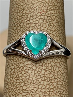 *Кольцо р.19 Сердце Мятный Кварц арт. К-3929рс413500-282 Вес 2,05 г - фото 228348