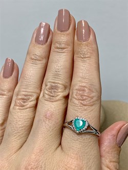 *Кольцо р.19 Сердце Мятный Кварц арт. К-3929рс413500-282 Вес 2,05 г - фото 228349