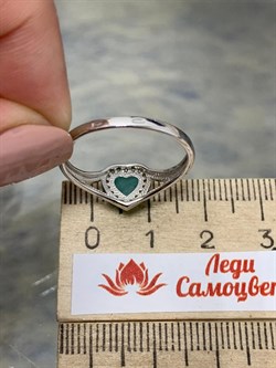 *Кольцо р.19 Сердце Мятный Кварц арт. К-3929рс413500-282 Вес 2,05 г - фото 228350