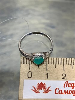 *Кольцо р.19 Сердце Мятный Кварц арт. К-3929рс413500-282 Вес 2,05 г - фото 228351