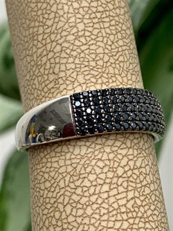 *Кольцо р.18,5 Черный Фианит арт. к-7210р216-453 (Вес 2,82 г) - фото 228406