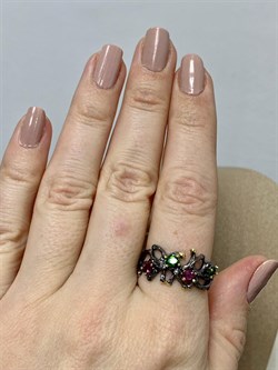 *Кольцо р.19 Родолит Хромдиопсид арт. ATQ-047-Rpз410-046 Вес 3,25 г - фото 228422