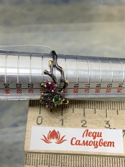 *Кольцо р.19 Родолит Хромдиопсид арт. ATQ-047-Rpз410-046 Вес 3,25 г - фото 228424