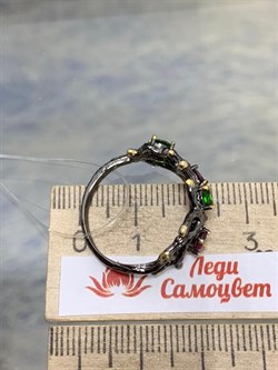 *Кольцо р.19 Родолит Хромдиопсид арт. ATQ-047-Rpз410-046 Вес 3,25 г - фото 228426