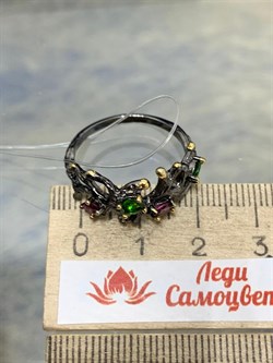 *Кольцо р.19 Родолит Хромдиопсид арт. ATQ-047-Rpз410-046 Вес 3,25 г - фото 228427