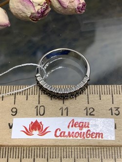 *Кольцо р.19,5 Черный Фианит арт. 1-261чр216-472 (Вес около 3,38 г) - фото 228474