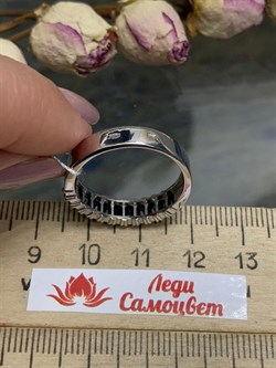 *Кольцо р.19,5 Черный Фианит арт. 1-261чр216-472 (Вес около 3,38 г) - фото 228475