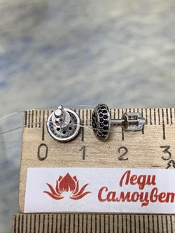 *Пусеты Черная Шпинель арт. 150048_Чш-033 (Вес 1,75 г) - фото 228867 *Пусеты Черная Шпинель арт. 150048_Чш-033 (Вес 1,75 г) - фото 228867