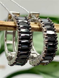 *Серьги Конго Черный Фианит арт. 2-261чр216-823 (Вес около 4,59 г) - фото 229245 *Серьги Конго Черный Фианит арт. 2-261чр216-823 (Вес около 4,59 г) - фото 229245