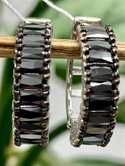 *Серьги Конго Черный Фианит арт. 2-261чр216-823 (Вес около 4,59 г) - фото 229246 *Серьги Конго Черный Фианит арт. 2-261чр216-823 (Вес около 4,59 г) - фото 229246