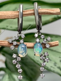 *Серьги Опал Эфиопия арт. С-3792чрк117000-544 (Вес около 4,02 г) - фото 229313