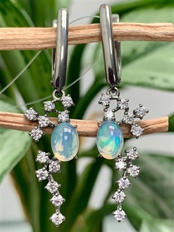 *Серьги Опал Эфиопия арт. С-3792чрк117000-544 (Вес около 4,02 г) - фото 229314