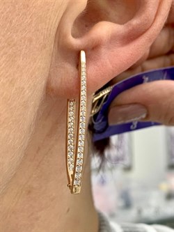 *Серьги Прищепки Белый Фианит арт. 402012-195з-252 (Вес около 5,77 г) - фото 229449 *Серьги Прищепки Белый Фианит арт. 402012-195з-252 (Вес около 5,77 г) - фото 229449