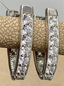 *Серьги Прищепки Белый Фианит арт. 402012-155-607 (Вес около 4,42 г) - фото 229486 *Серьги Прищепки Белый Фианит арт. 402012-155-607 (Вес около 4,42 г) - фото 229486