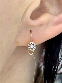 *Серьги Петли Детские Белый Фианит арт. п8-492-1з200-954 (Вес около 0,73 г) - фото 229592