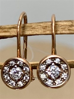 *Серьги Петли Детские Белый Фианит арт. п8-492-1з200-954 (Вес около 0,73 г) - фото 229595