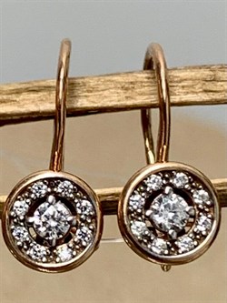 *Серьги Петли Детские Белый Фианит арт. п8-492-1з200-954 (Вес около 0,73 г) - фото 229596