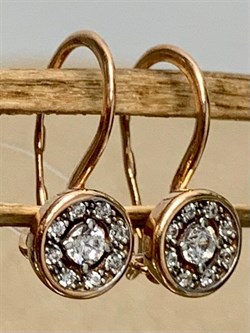 *Серьги Петли Детские Белый Фианит арт. п8-492-1з200-954 (Вес около 0,73 г) - фото 229597