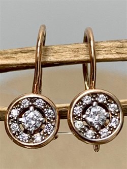 *Серьги Петли Детские Белый Фианит арт. п8-492-1з200-954 (Вес около 0,73 г) - фото 229598