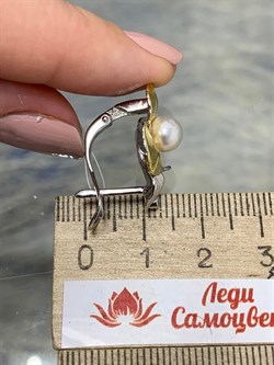 *Серьги иск Белый Жемуг арт. С-1361006рзк80400-060 (Вес 7,87 г) - фото 229648