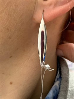 *Серьги Петли Белый Родий арт. 2-1720р-122 Вес 3,44 г - фото 229677