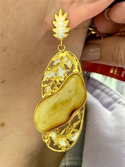 *Серьги Королевский Янтарь Эмаль Эксклюзив арт. 721094п-281 Вес 18,16 г - фото 229819 *Серьги Королевский Янтарь Эмаль Эксклюзив арт. 721094п-281 Вес 18,16 г - фото 229819