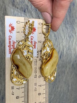 *Серьги Королевский Янтарь Эмаль Эксклюзив арт. 721094п-281 Вес 18,16 г - фото 229821 *Серьги Королевский Янтарь Эмаль Эксклюзив арт. 721094п-281 Вес 18,16 г - фото 229821