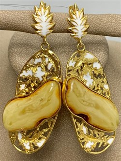 *Серьги Королевский Янтарь Эмаль Эксклюзив арт. 721094п-281 Вес 18,16 г - фото 229824 *Серьги Королевский Янтарь Эмаль Эксклюзив арт. 721094п-281 Вес 18,16 г - фото 229824