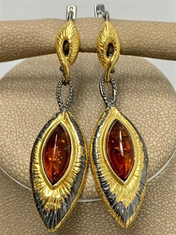 *Серьги Янтарь арт. 821915к-521 Вес 8,22 г - фото 230048 *Серьги Янтарь арт. 821915к-521 Вес 8,22 г - фото 230048