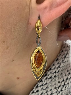 *Серьги Янтарь арт. 821915к-521 Вес 8,22 г - фото 230049 *Серьги Янтарь арт. 821915к-521 Вес 8,22 г - фото 230049