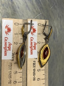 *Серьги Янтарь арт. 821915к-521 Вес 8,22 г - фото 230050 *Серьги Янтарь арт. 821915к-521 Вес 8,22 г - фото 230050