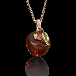 *Подвеска Яблоко Янтарь цв Красное арт. 03-2630-00-271-1110-46-567 вес 2,44 г - фото 23035