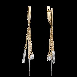 *Серьги Белый Фианит цв  Лимонное, Белое арт. 02-4312-00-501-1121-38-325 (вес 2,81 г) - фото 23039