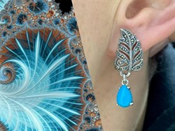 *Серьги Марказит Бирюза арт. HE1293-383 (вес 8,3 г) - фото 231482