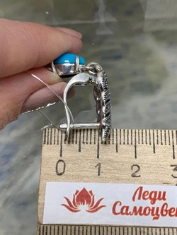 *Серьги Марказит Бирюза арт. HE1293-383 (вес 8,3 г) - фото 231487