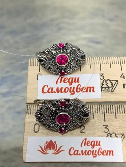 *Серьги Микс Марказит Рубин иск арт. HE881-581 вес 8,31 г - фото 231945 *Серьги Микс Марказит Рубин иск арт. HE881-581 вес 8,31 г - фото 231945