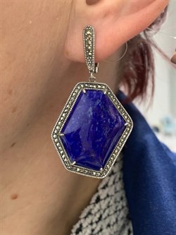 *Серьги Микс Марказит Лазурит арт. M201941-812 вес 16,7 г - фото 231960 *Серьги Микс Марказит Лазурит арт. M201941-812 вес 16,7 г - фото 231960