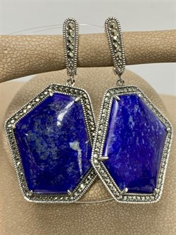 *Серьги Микс Марказит Лазурит арт. M201941-812 вес 16,7 г - фото 231964 *Серьги Микс Марказит Лазурит арт. M201941-812 вес 16,7 г - фото 231964