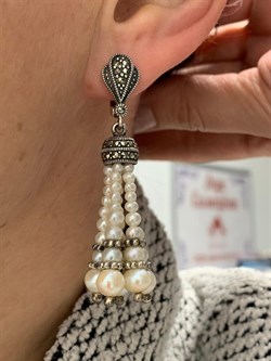 *Серьги Микс Марказит Жемчуг арт. С 718-105 (вес 20,08 г) - фото 232019 *Серьги Микс Марказит Жемчуг арт. С 718-105 (вес 20,08 г) - фото 232019