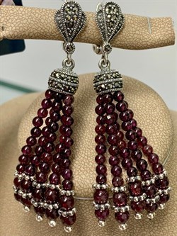 *Серьги Кисти Марказит Гранат Альмандин арт. HE718-726 вес 22,02 г - фото 232037 *Серьги Кисти Марказит Гранат Альмандин арт. HE718-726 вес 22,02 г - фото 232037